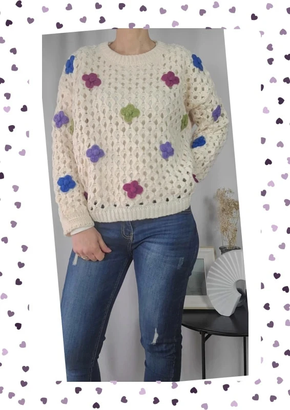 Suéter con flores de ganchillo - Talla única - Nuevo con etiqueta – photo 2